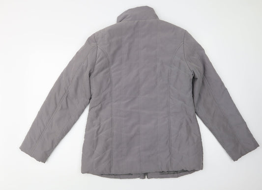 Authentic Womens Grey Quilted Jacket Size M Zip