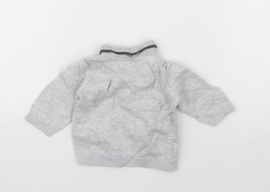 F&F Boys Grey Cotton Pullover Jumper Size 0-3 Months Pullover