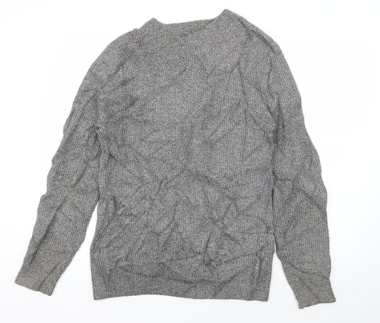 H&M Mens Grey Crew Neck Acrylic Pullover Jumper Size S