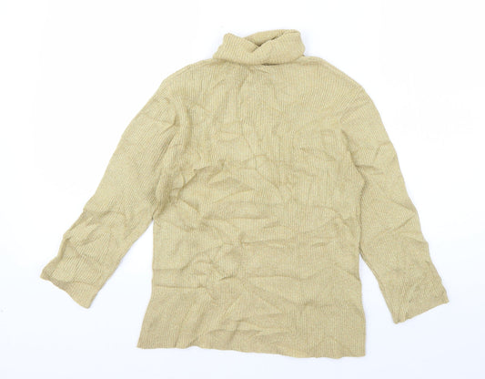Miss Shop Womens Gold Roll Neck Acrylic Pullover Jumper Size 12
