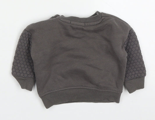 Primark Boys Grey Cotton Basic T-Shirt Size 0-3 Months Crew Neck Pullover - Be Kind