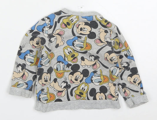 C&A Boys Grey Cotton Basic T-Shirt Size 12 Months Crew Neck Pullover - Mickey Donald Goofy