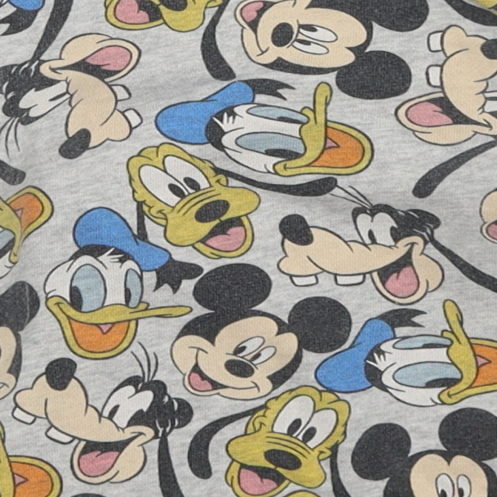 C&A Boys Grey Cotton Basic T-Shirt Size 12 Months Crew Neck Pullover - Mickey Donald Goofy