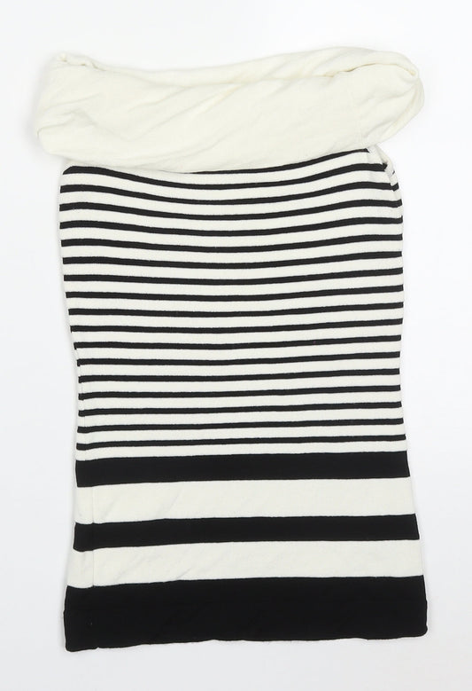 Coast Womens White Roll Neck Striped Viscose Vest Jumper Size 8 - Black