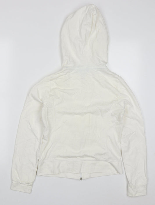 Stradivarius Womens White Cotton Full Zip Hoodie Size S Zip - High Five