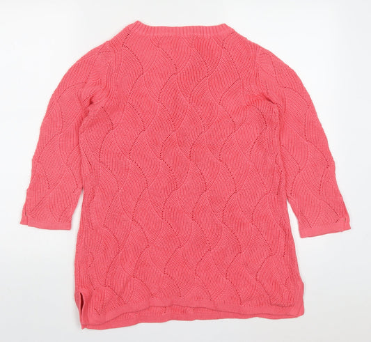 Charter Club Womens Pink Round Neck Cotton Pullover Jumper Size S