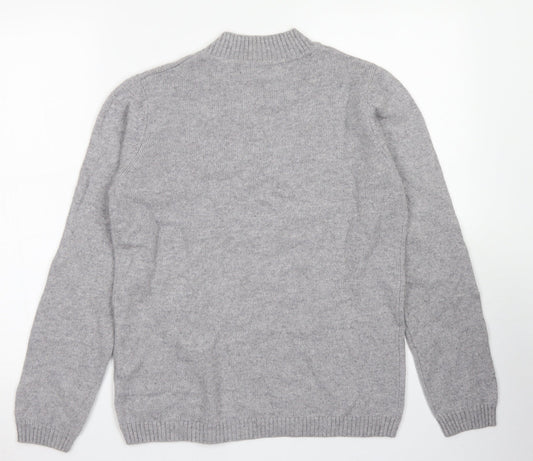 ISLE Womens Grey Crew Neck Nylon Pullover Jumper Size S