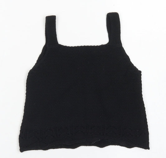 TU Girls Black Cotton Cropped Tank Size 5 Years Square Neck