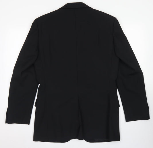 1860 Menswear Mens Black Polyester Jacket Blazer Size 36