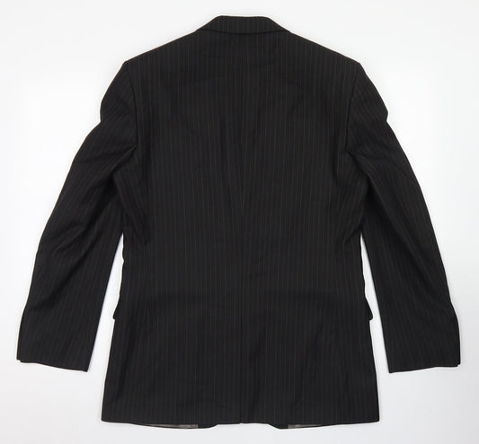 Limehaus Mens Black Striped Polyester Jacket Blazer Size 38