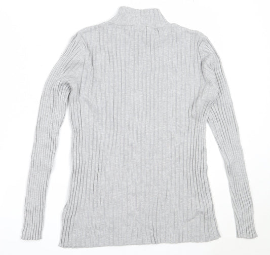 Avenue Womens Grey High Neck Viscose Pullover Jumper Size 12