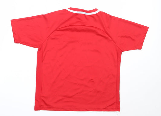EURO2020 Boys Red Polyester Jersey T-Shirt Size 9-10 Years Round Neck - wales euro 2020