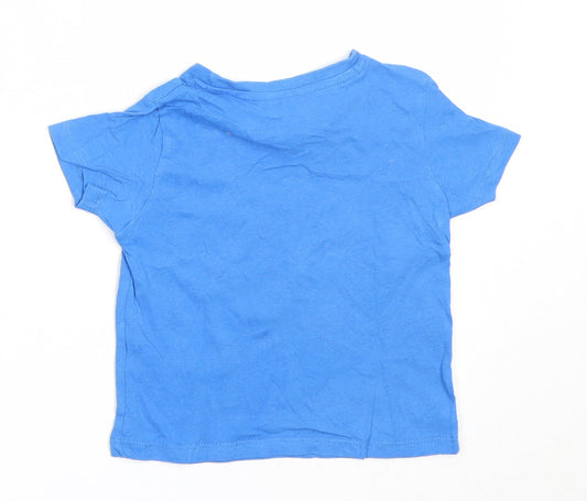 Pep&Co Boys Blue Cotton Basic T-Shirt Size 12-18 Months Round Neck - football