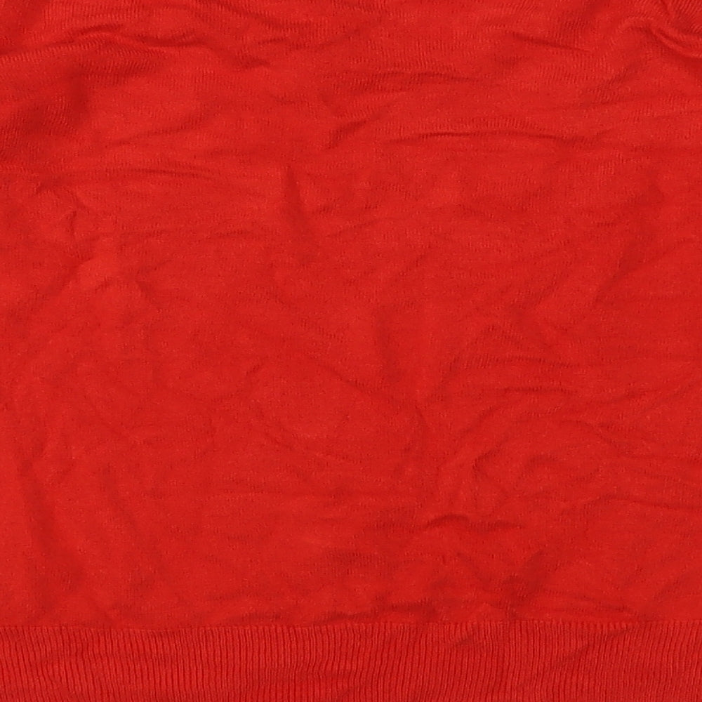 Marks and Spencer Womens Red V-Neck Acrylic Pullover Jumper Size 14