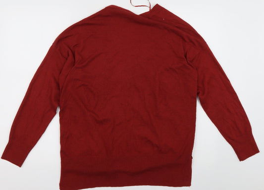 Bonmarché Womens Orange V-Neck Nylon Cardigan Jumper Size 12