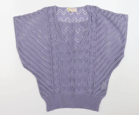 Preworn Womens Purple Geometric Cotton Pullover Sweatshirt Size M Pullover