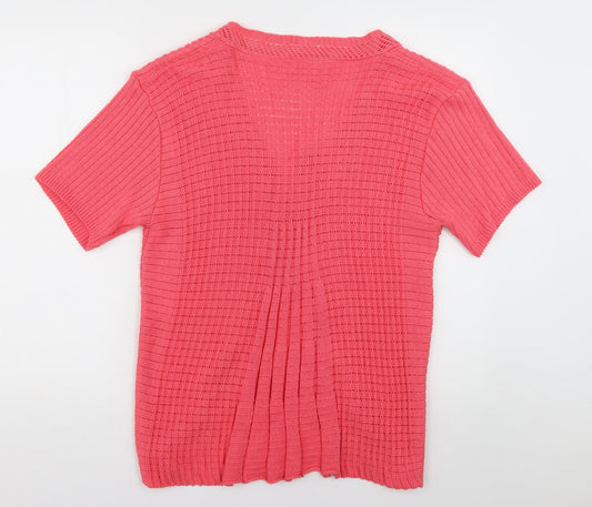 Glamour Womens Pink V-Neck Acrylic Cardigan Jumper Size L