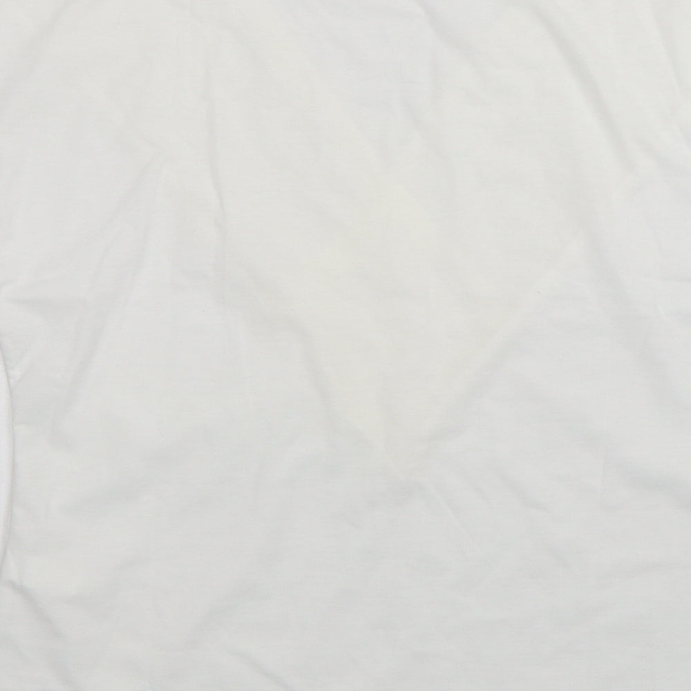 Preworn Womens White Cotton Basic T-Shirt Size M V-Neck