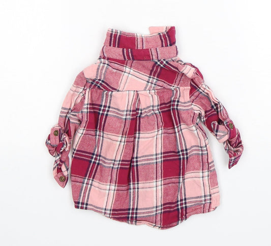 Primark Girls Pink Plaid Basic Button-Up Size 6-9 Months Collared
