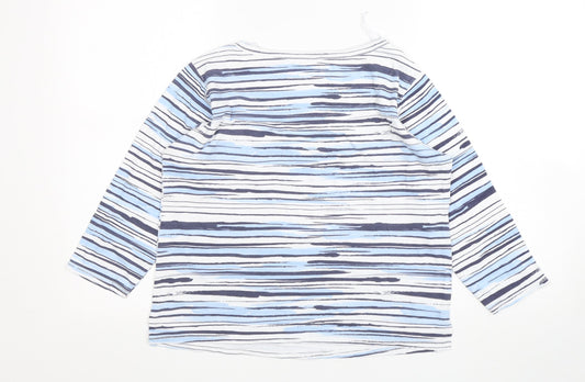 Arista Womens Multicoloured Striped Cotton Basic T-Shirt Size 10 Round Neck