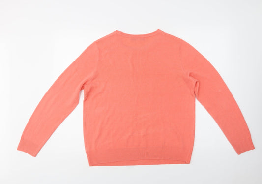 Vida Vi Womens Pink Crew Neck Acrylic Pullover Jumper Size L