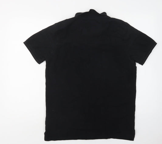 Nannystate Mens Black Cotton Polo Size M Collared Button