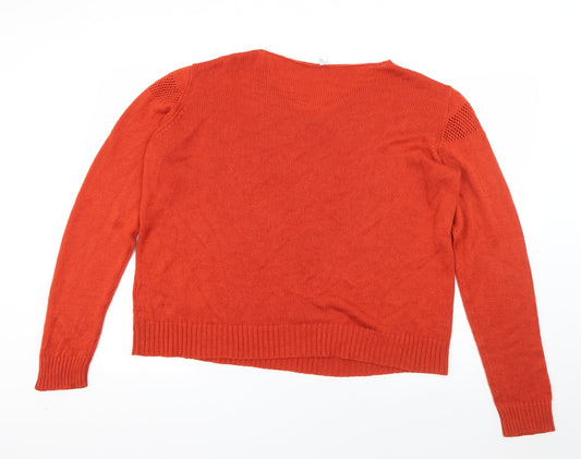 Preworn Womens Orange Crew Neck Acrylic Pullover Jumper Size 16