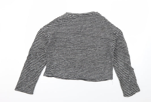 Stradivarius Womens Black Striped Cotton Pullover Sweatshirt Size L Pullover