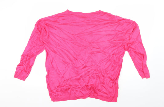 Marks and Spencer Womens Pink Boat Neck Acrylic Pullover Jumper Size L