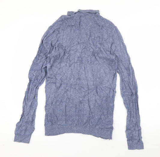 ASOS Mens Blue Collared Cotton Pullover Jumper Size M