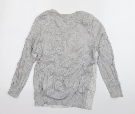 Warehouse Womens Grey Round Neck Cotton Pullover Jumper Size 10
