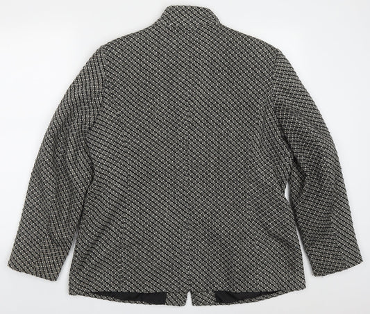 Bonmarché Womens Grey Geometric Jacket Coat Size 20 Zip