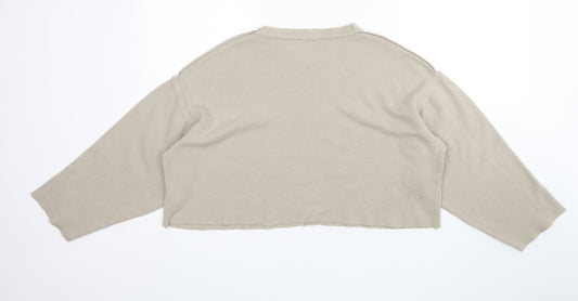 Zara Womens Green Acrylic Pullover Sweatshirt Size S - Cropped