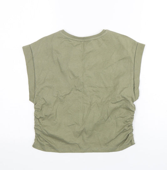 Matalan Boys Green Cotton Basic T-Shirt Size 12 Years Round Neck
