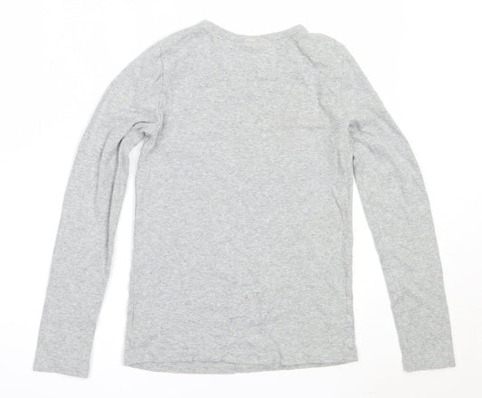 Gap Girls Grey Cotton Basic T-Shirt Size XL Round Neck