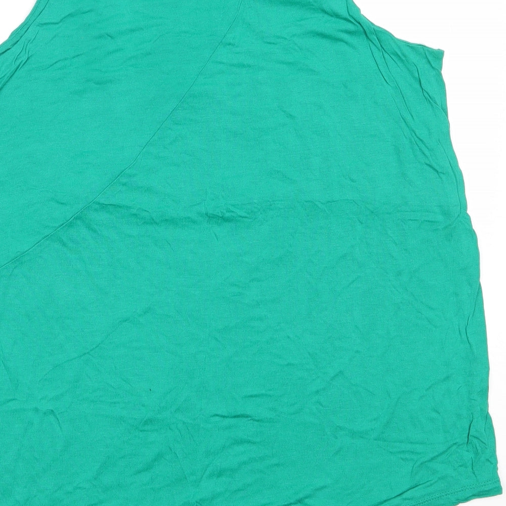 Papaya Womens Green Viscose Basic Tank Size 16 Round Neck