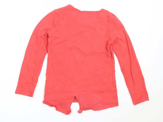 Matalan Girls Red Cotton Basic T-Shirt Size 8 Years Round Neck
