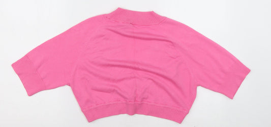 BAY Womens Pink V-Neck Cotton Cardigan Jumper Size 14