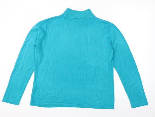 Bonmarché Womens Blue High Neck Acrylic Pullover Jumper Size S