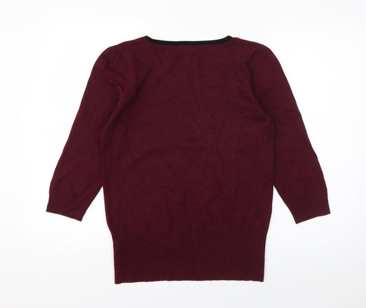 Red Herring Womens Purple Boat Neck Viscose Pullover Jumper Size 14