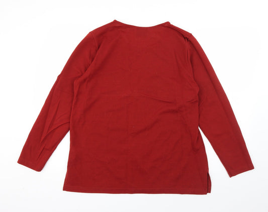 Edamee Womens Red Round Neck Acrylic Pullover Jumper Size 14 - Butterfly