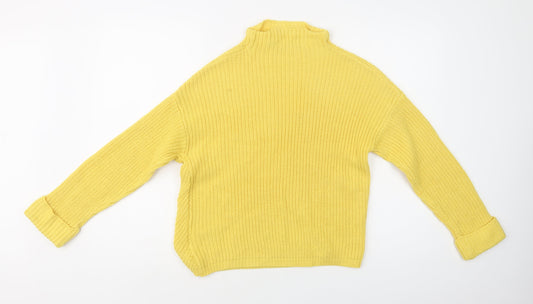 Dorothy Perkins Womens Yellow Mock Neck Acrylic Pullover Jumper Size 8