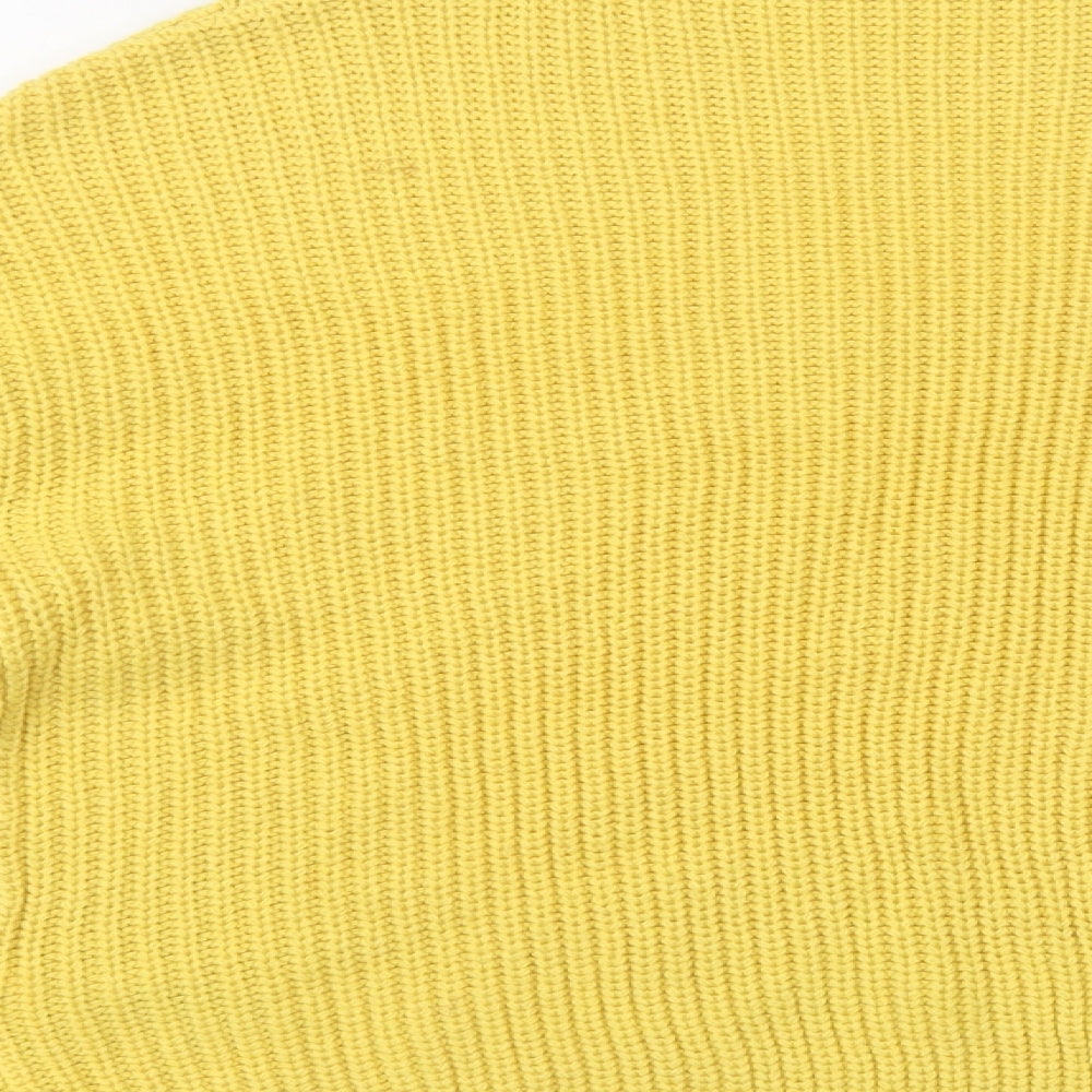 Dorothy Perkins Womens Yellow Mock Neck Acrylic Pullover Jumper Size 8