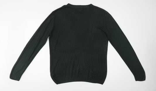 Matalan Mens Green Crew Neck Acrylic Pullover Jumper Size M