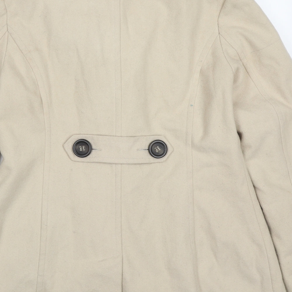 Atmosphere Womens Beige Pea Coat Coat Size 12 Button