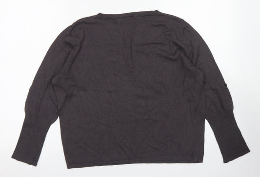 Marks & Spencer Womens Grey Crew Neck Viscose Pullover Jumper Size 10