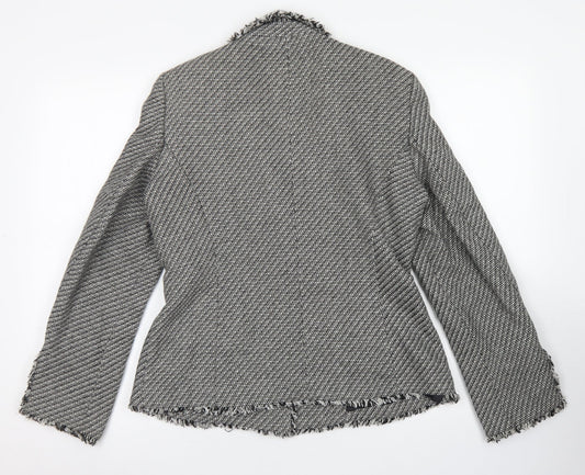Marks & Spencer Womens Grey Herringbone Wool Jacket Blazer Size 14