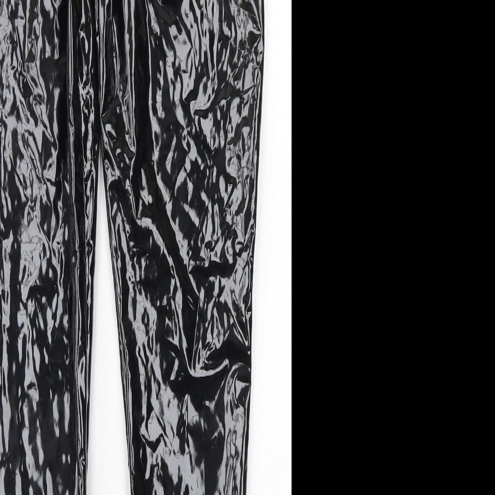 Stylewise Womens Black Polyester Trousers Size 10 L29 in Regular Zip