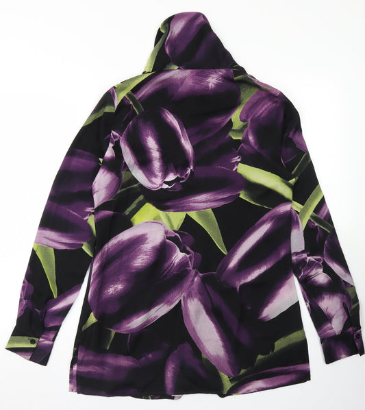 Basler Womens Purple Polyester Basic Blouse Size 10 Collared