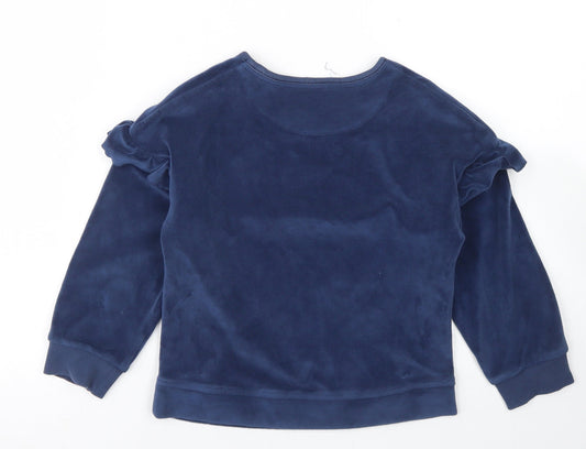 M&S Girls Blue Polyester Pullover Sweatshirt Size 7-8 Years